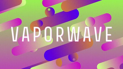 Poster - Sliding gradient shapes revealing text Vaporwave on orange canvas, then sweeping to hide letters