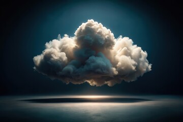 Wall Mural - A Single Illuminated Cumulus Cloud Formation Hovering Above a Dark, Still Plane