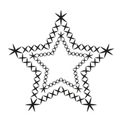 Leinwandbilder - Star frame shape. Decorative star symbol. Geometric vector outline. Black white contrast.
