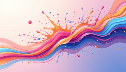 Poster - Colorful paint splashes and flowing waves, dynamic abstract art background