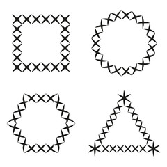 Leinwandbilder - Cross frame icon. Geometric border shape. Decorative vector element. Simple black outline.