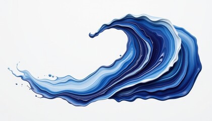 Poster - A dynamic illustration of a water wave in various shades of blue, capturing the essence of ocean