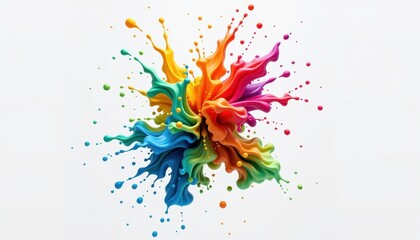 Poster - A vivid explosion of colorful paint spreading, creating a mesmerizing visual impact. The vibrant hues of the explosion evoke creativity and artistic expression.