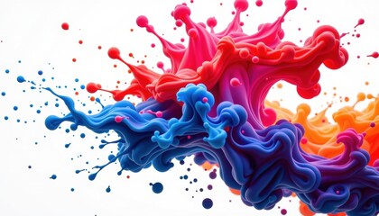 Poster - An eye-catching artwork featuring vibrant colored paint splashes and creative shapes. This image is ideal for a variety of purposes
