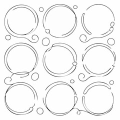Poster - Abstract black and white illustration of interconnected circles with various designs