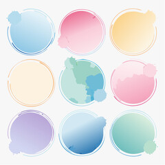 Poster - Colorful gradient circle design elements with splash textures on a white background