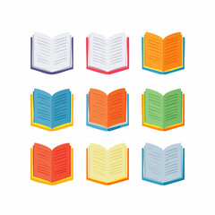 Poster - Colorful open book illustrations arranged in a grid pattern on a white background