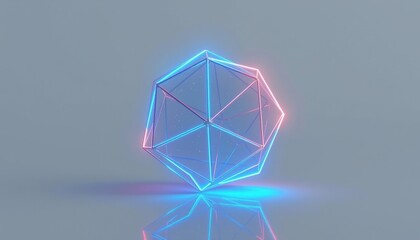 Poster - A futuristic glowing geometric shape, radiating blue and pink light