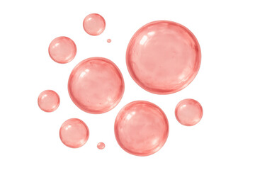 Poster - Pink bubbles of different sizes floating on a transparent background, creating a delicate and dreamy atmosphere