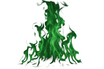 Poster - Green fire burning intensely against a transparent background, perfect for compositing and visual effects projects