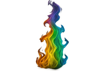 Poster - Rainbow colored flames rising with a transparent background, perfect for visual effects and creative projects