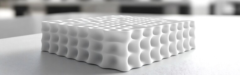 Leinwandbilder - White Abstract porous Cube 3D rendering with a complex cellular structure