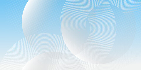 Wall Mural - Abstract minimalist banner background, pastel colorful, blue and white gradations. Circle effect style geometric simple art
