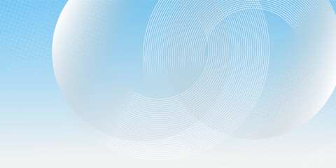 Wall Mural - Abstract minimalist banner background, pastel colorful, blue and white gradations. Circle effect style geometric simple art