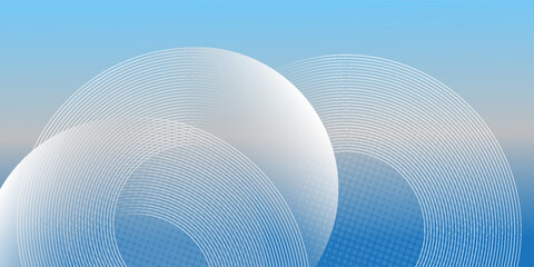 Wall Mural - Abstract minimalist banner background, pastel colorful, blue and white gradations. Circle effect style geometric simple art