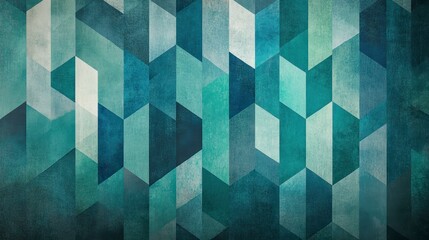 Poster - Abstract teal and blue geometric pattern background.