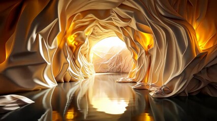 Wall Mural - Journey into the Golden Grotto A Serene Exploration of Light and Texture
