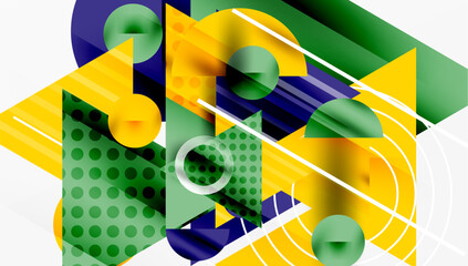 Poster - Abstract geometric composition. Overlapping shapes, vibrant colors, dynamic gradients create modern visual experience.