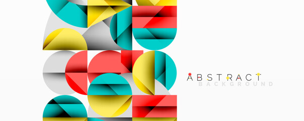 Poster - Modern geometric pattern. Overlapping shapes create vibrant, colorful design. Minimalist aesthetic, clean lines, contemporary style.