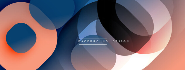 Poster - Abstract geometric shapes overlap. Soft color palette creates modern design. Gradient hues blend seamlessly, forming dynamic composition.