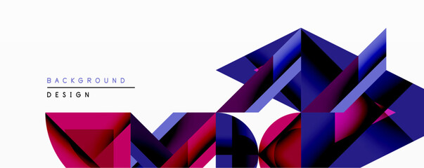 Poster - Abstract geometric composition. Vivid magenta, purple, navy shapes overlap creating dynamic visual effect. Modern design suitable for backgrounds, presentations.