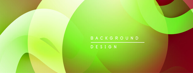 Poster - Abstract vibrant background. Overlapping shapes create dynamic visual effect. Green, yellow, red hues dominate composition. Modern design element.