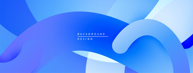 Aufkleber - Abstract blue background. Smooth shapes overlap, creating dynamic visual effect. Gradient shades offer depth, modern aesthetic.