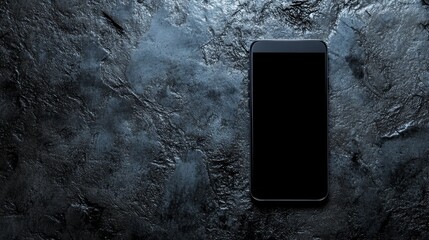 Poster - Black smartphone on dark textured surface.