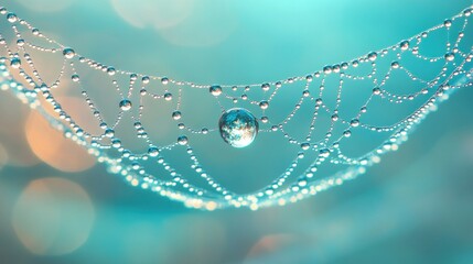 Dew-kissed web, bokeh, delicate
