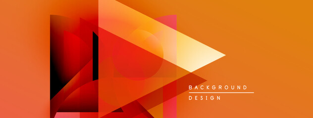 Poster - Abstract geometric shapes overlap, creating vibrant orange gradient background. Modern design elements suggest dynamic composition.
