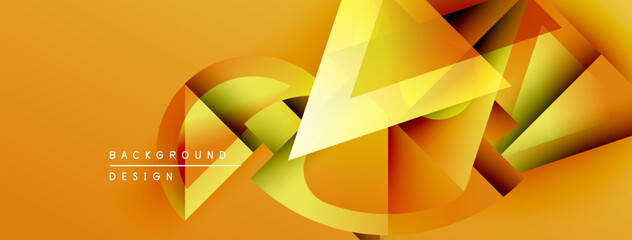 Aufkleber - Abstract geometric shapes, vibrant orange hues, dynamic composition. Modern design elements create energetic visual impact.