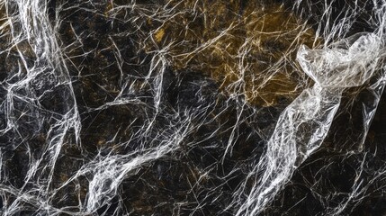 Poster - Abstract textured background of crumpled white and gold fabric.