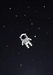 Wall Mural - An astronaut floats lost in deep space, surrounded by darkness