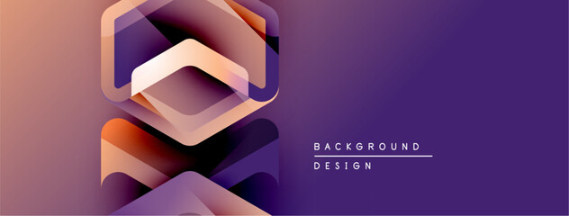 Poster - Abstract geometric layers create vibrant purple, orange gradient. Modern design element for backgrounds, banners, presentations.