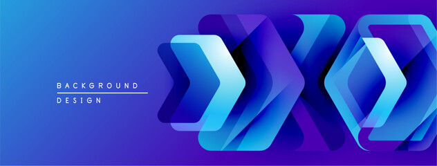 Poster - Abstract blue gradient background. Layered shapes create dynamic visual effect. Modern design suitable for digital projects.