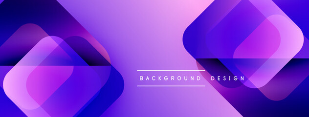 Poster - Abstract purple design features overlapping shapes, gradients. Modern background ideal for digital projects, presentations.