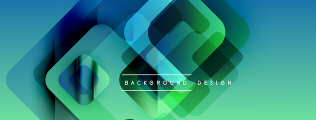 Poster - Abstract geometric shapes overlap, creating vibrant gradient effect. Modern design suitable for backgrounds, presentations.