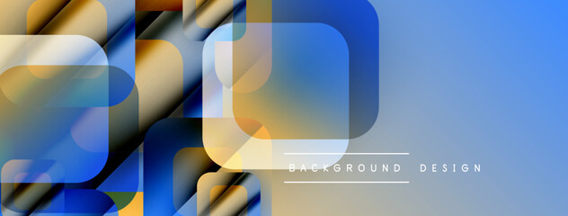 Poster - Abstract geometric shapes overlap, creating dynamic blue, gold gradient effect. Modern design element for backgrounds.