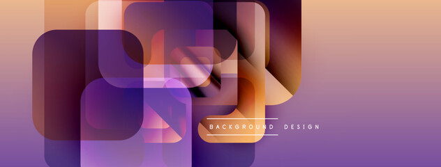 Poster - Abstract geometric shapes overlap, creating vibrant gradient background. Purple, orange hues dominate design. Modern aesthetic.