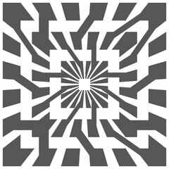 Poster - White arrows burst. Radial direction pattern. Vector explosion design. Central pointer array.