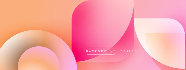 Fototapete - Abstract gradient shapes overlap. Soft orange, pink hues dominate composition. Minimalist design suggests modern aesthetic. Background text reads background design.