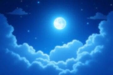 Aufkleber - Soft moonlight shines through a clear night sky with floating clouds and stars, perfect for calm, peaceful, or meditative backgrounds.