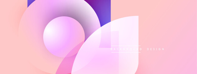 Poster - Abstract shapes overlap, creating soft gradients. Pink, purple hues dominate design. Minimal text present, background focused.
