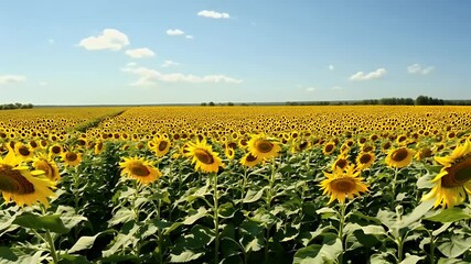 Wall Mural - Be captivated endless sunflower fields swaying sunny summer sky breathtaking portrayal nature's beauty ultra high definition