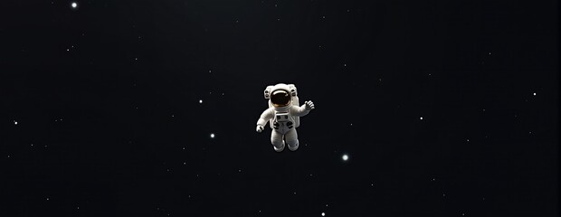 Wall Mural - An astronaut floats lost in deep space, surrounded by darkness
