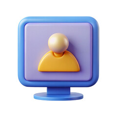 Fototapete - Colorful 3D Profile Icon on a Screen User Interface Element Design, transparent background