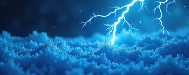 Canvas Print - intricate ice crystals, illuminated by electric blue lightning bolts, creating a surreal winter stor