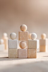 Poster - Minimalist Natural Stone Blocks Arranged in Balanced Structure Representing Teamwork and Leadership in Modern Organizational Development and Wellness Trends