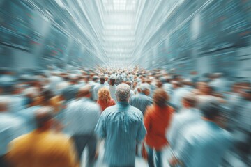 Poster - Dynamic Nasdaq Trading Floor with Crowds and Digital Market Data Displays Capturing Fast-Paced Business Innovation and High-Stakes Financial Action