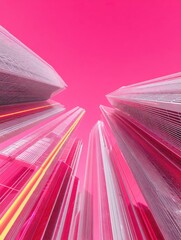 Aufkleber - Futuristic Digital Cityscape with Networked Skyscrapers and Illuminated Pathways Highlighting Smart City Connectivity and Urban Innovation